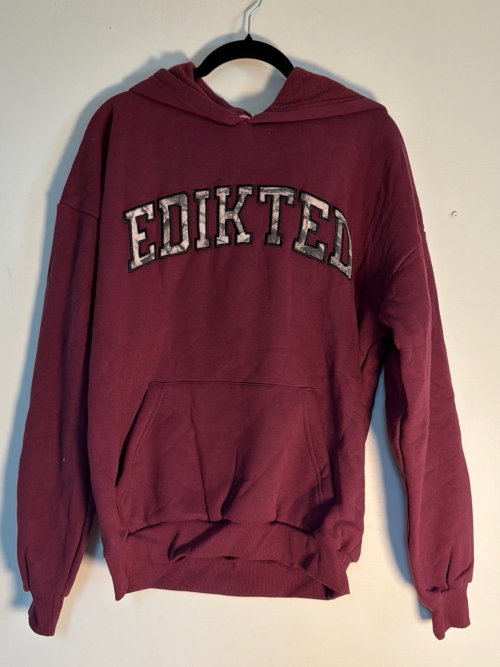 Edikted Maroon Logo Pullover Hoodie